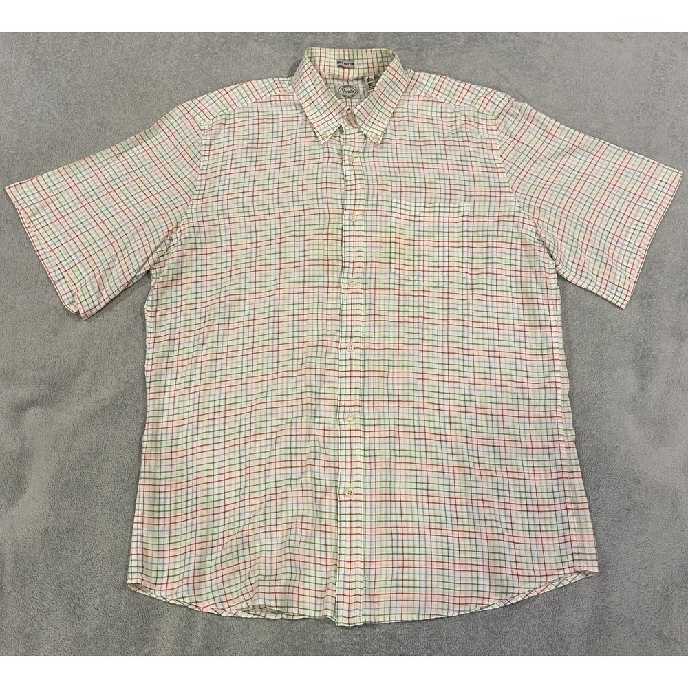 Viyella shirt mens large multicoloured check short sleeve 100% cotton Zephyr